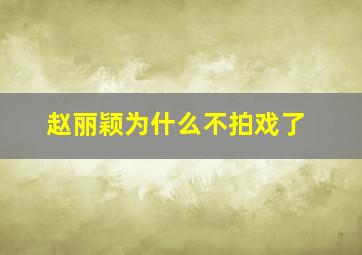 赵丽颖为什么不拍戏了