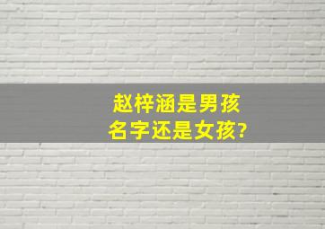 赵梓涵是男孩名字还是女孩?