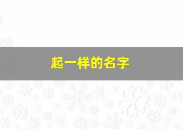 起一样的名字