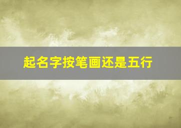 起名字按笔画还是五行