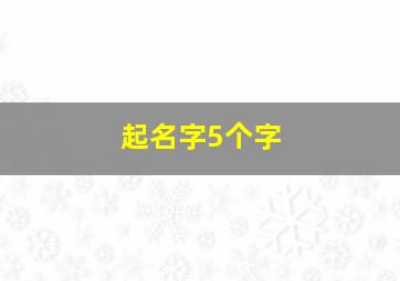 起名字5个字