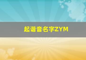 起谐音名字ZYM