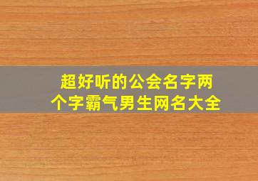 超好听的公会名字两个字霸气男生网名大全