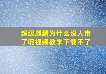 超级麒麟为什么没人带了呢视频教学下载不了