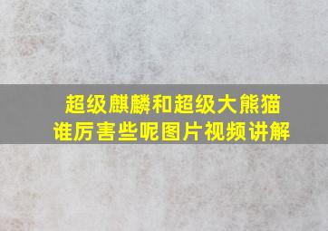 超级麒麟和超级大熊猫谁厉害些呢图片视频讲解