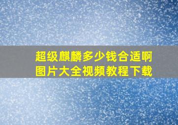 超级麒麟多少钱合适啊图片大全视频教程下载