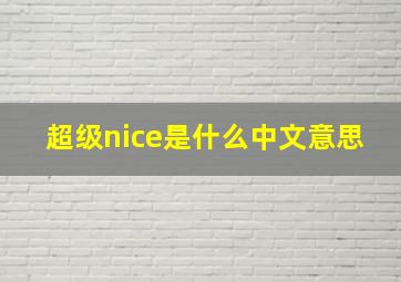 超级nice是什么中文意思