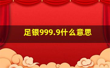 足银999.9什么意思