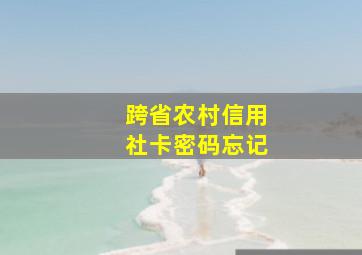 跨省农村信用社卡密码忘记