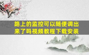 路上的监控可以随便调出来了吗视频教程下载安装