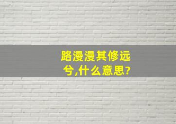 路漫漫其修远兮,什么意思?