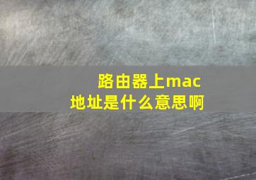 路由器上mac地址是什么意思啊