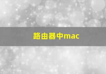 路由器中mac