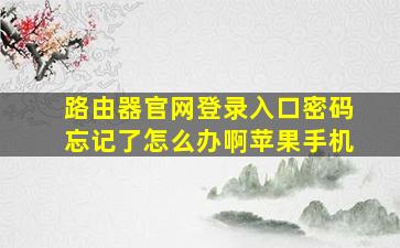 路由器官网登录入口密码忘记了怎么办啊苹果手机