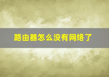 路由器怎么没有网络了