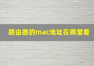 路由器的mac地址在哪里看