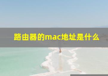 路由器的mac地址是什么