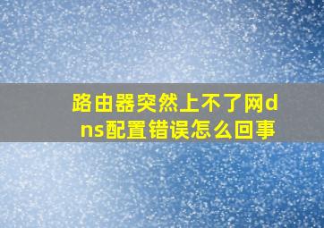 路由器突然上不了网dns配置错误怎么回事