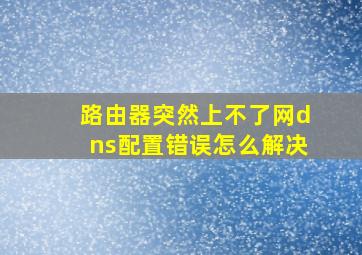 路由器突然上不了网dns配置错误怎么解决