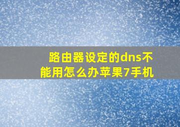 路由器设定的dns不能用怎么办苹果7手机