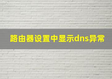 路由器设置中显示dns异常