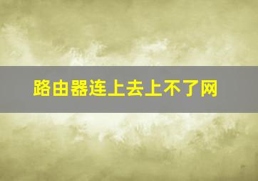 路由器连上去上不了网