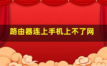 路由器连上手机上不了网