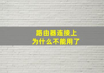 路由器连接上为什么不能用了