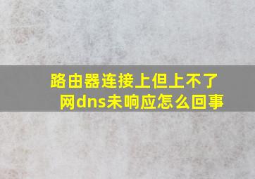 路由器连接上但上不了网dns未响应怎么回事