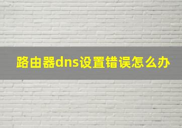 路由器dns设置错误怎么办