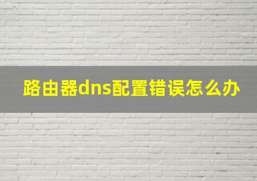 路由器dns配置错误怎么办