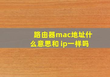 路由器mac地址什么意思和 ip一样吗