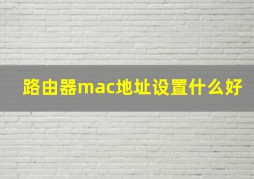 路由器mac地址设置什么好