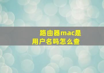 路由器mac是用户名吗怎么查