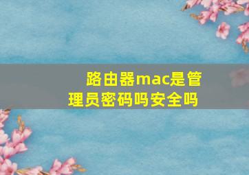 路由器mac是管理员密码吗安全吗