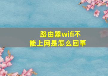 路由器wifi不能上网是怎么回事