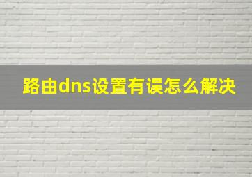 路由dns设置有误怎么解决