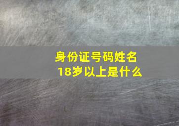 身份证号码姓名18岁以上是什么