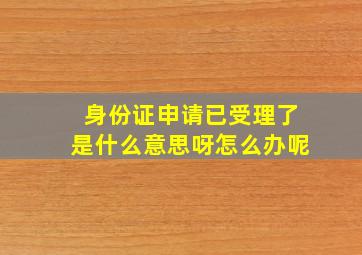 身份证申请已受理了是什么意思呀怎么办呢