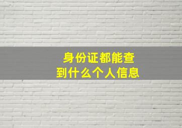 身份证都能查到什么个人信息