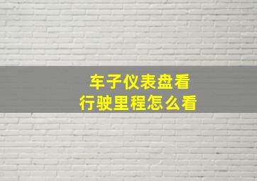 车子仪表盘看行驶里程怎么看