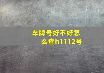 车牌号好不好怎么查h1112号