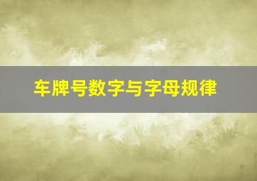 车牌号数字与字母规律