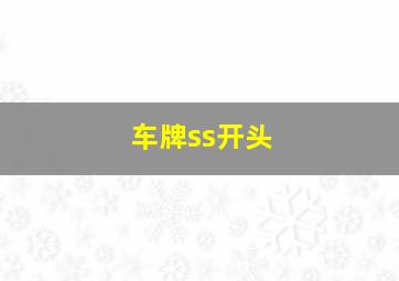 车牌ss开头