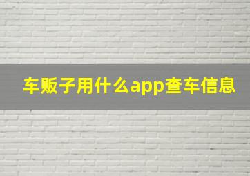 车贩子用什么app查车信息