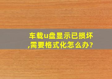 车载u盘显示已损坏,需要格式化怎么办?