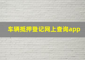 车辆抵押登记网上查询app