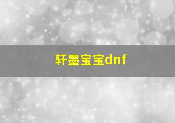 轩墨宝宝dnf