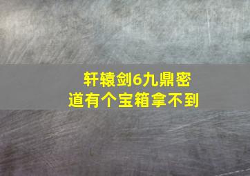 轩辕剑6九鼎密道有个宝箱拿不到