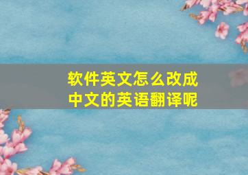 软件英文怎么改成中文的英语翻译呢